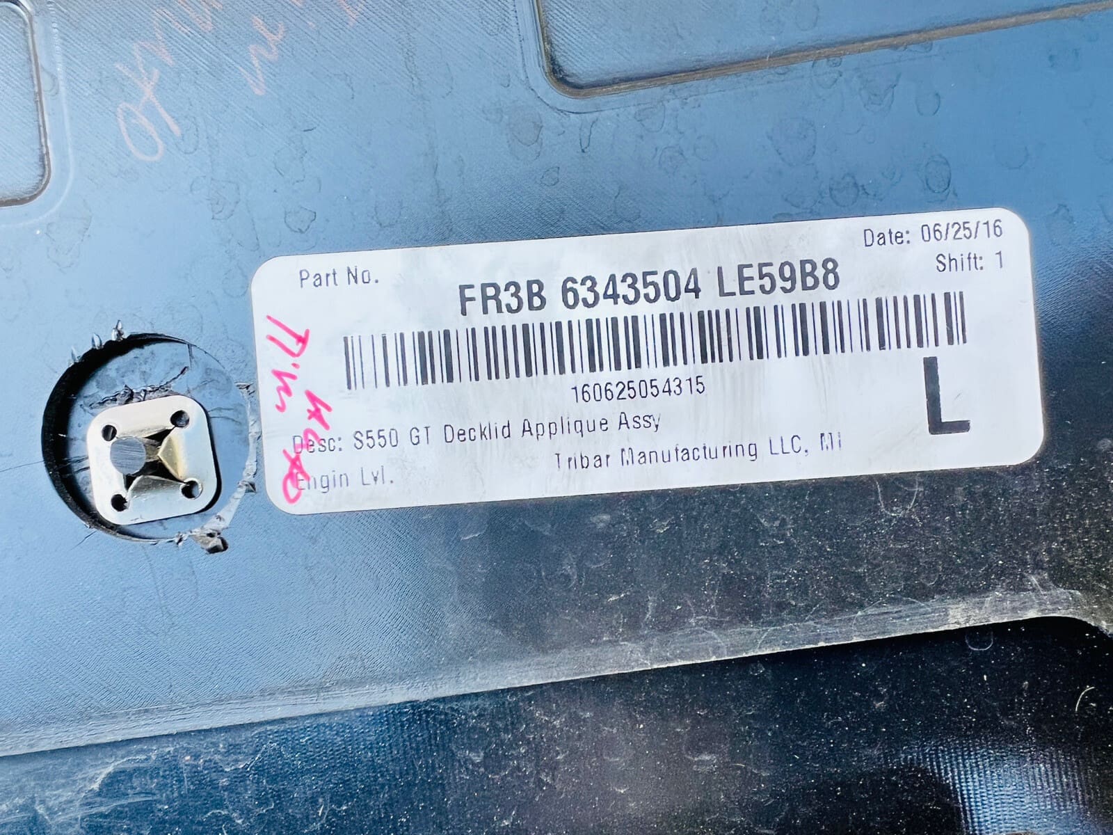 2015 2016 2017 FORD MUSTANG TRUNK DECK LID WITH CAMERA FR3B6342504 - Image 10